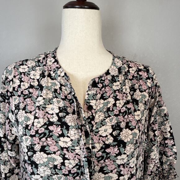 Natural Life Womens Tiered Floral Midi Maxi Dress Size M Boho Pocket Puff Sleeve - Picture 5 of 11